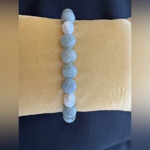 light blue beaded stone and pearl Bracelet